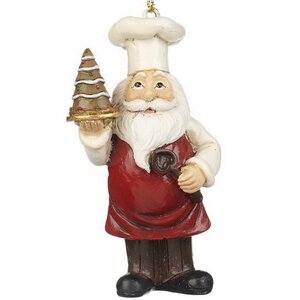 Елочная игрушка Санта с пряничной елочкой - Белобородый Сластена 9 см, подвеска Goodwill фото 1