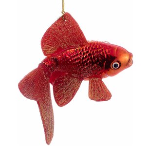 Стеклянная елочная игрушка Золотая Рыбка Терранс 13 см, подвеска Kurts Adler фото 1