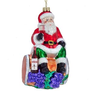 Стеклянная елочная игрушка Санта-Клаус - Рождество и Вино 14 см, подвеска Kurts Adler фото 1