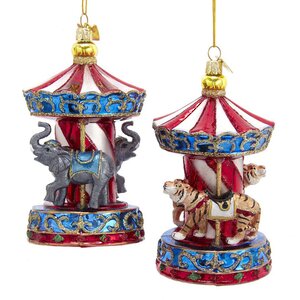 Стеклянная елочная игрушка Тигр - Circus Carousel 14 см, подвеска Kurts Adler фото 3