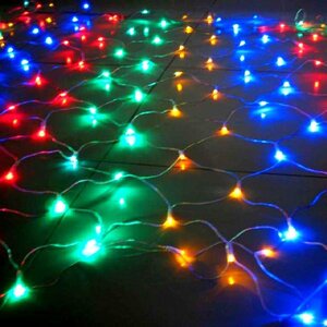 Гирлянда Сетка 1.5*1 м, 144 разноцветных LED ламп, прозрачный ПВХ, соединяемая, IP44 Snowhouse фото 1