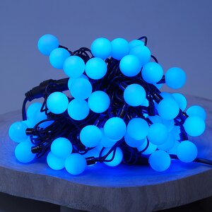 Светодиодная гирлянда Мультишарики 25 мм 70 синих LED ламп 10 м, черный ПВХ, соединяемая, IP44 Snowhouse фото 1
