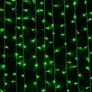 Светодиодный занавес 2.5*1.3 м, 625 зеленых LED ламп, прозрачный ПВХ, соединяемый, IP44 Snowhouse фото 1