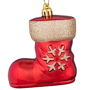 Елочная игрушка Валенок со снежинками 12*6 см красный, пластик, подвеска Holiday Classics фото 1