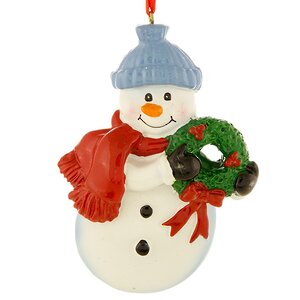 Елочная игрушка Снеговик с Рождественским Венком 10 см, подвеска Forest Market фото 1