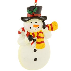 Елочная игрушка Снеговик с Карамельной Тростью 10 см, подвеска Forest Market фото 1