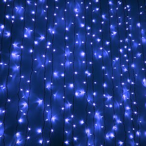 Светодиодный занавес Quality Light 1*9 м, 900 синих LED ламп, черный ПВХ, соединяемый, IP44 BEAUTY LED фото 1