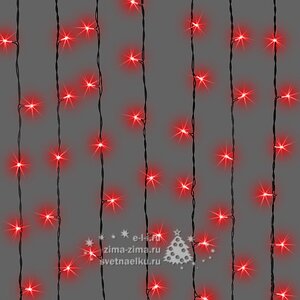 Светодиодный занавес Quality Light 2*1 м, 200 красных LED ламп, черный ПВХ, соединяемый, IP44 BEAUTY LED фото 2
