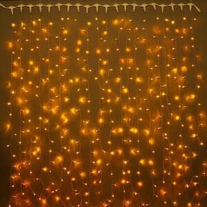 Светодиодный занавес Quality Light 2*3 м, 600 желтых LED ламп, мерцание, прозрачный ПВХ, соединяемый, IP44 BEAUTY LED фото 1