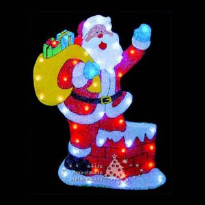 Светящееся панно Санта-Клаус на крыше 60*79 см, холодные белые LED, на подставке, IP44 Snowhouse фото 1
