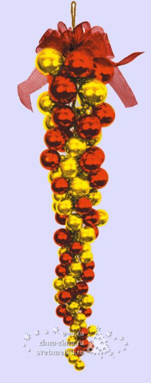 Гроздь из из пластиковых шаров 110 см красно-золотая Торг Хаус фото 1