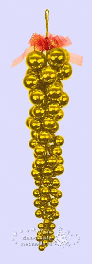 Гроздь из из пластиковых шаров 110 см золотая Торг Хаус фото 1