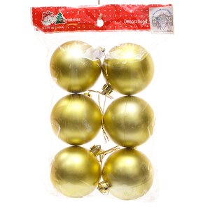 Набор пластиковых матовых шаров 6 см золото, 6 шт Winter Deco фото 1