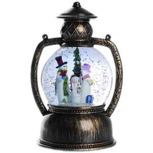 Новогодний фонарик - снежный шар Снеговички у елочки 25 см, LED подсветка, на батарейках Peha фото 2