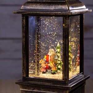 Новогодний фонарик Снежная метель с Сантой 27 см, LED подсветка, на батарейках Peha фото 2