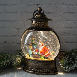 Новогодний фонарик - снежный шар Встреча под ёлочкой 28 см, LED подсветка, на батарейках Peha фото 1