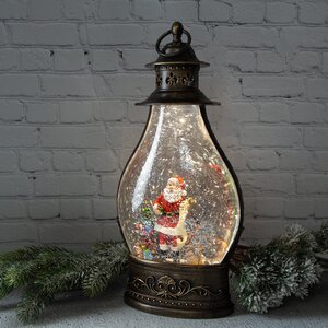 Новогодний фонарик - снежный шар Санта Клаус со свитком подарков 36 см, LED подсветка, на батарейках Peha фото 1