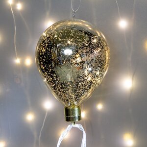 Декоративный подвесной светильник Воздушный Шар - Космо Gold 15 см, 6 теплых белых LED ламп, на батарейках Peha фото 3