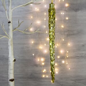 Светящееся новогоднее украшение Сосулька Космо Gold 45 см, 10 теплых белых LED ламп, на батарейках Peha фото 1