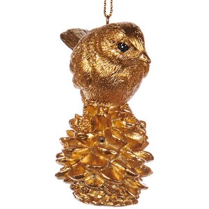 Елочная игрушка Golden Christmas - Лесной Воробушек на шишке 7 см, подвеска Goodwill фото 1
