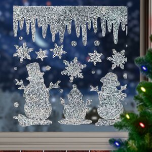 Наклейки для окна Ледяное Чудо - Снеговики и снежинки 31*32 см Peha фото 1