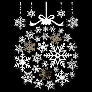 Новогодняя наклейка на окно Хоровод Снежинок 40*29 см Peha фото 1