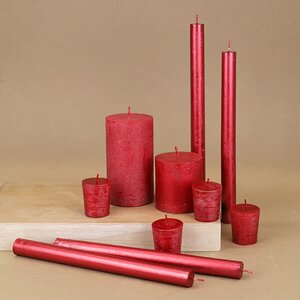 Декоративная свеча Металлик Миди 70*68 мм красная Kaemingk фото 2
