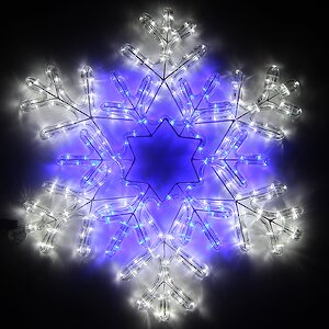 Светодиодная Снежинка Морозная 52 см холодная белая с синим, 306 LED ламп, соединяемая, IP44 Snowhouse фото 1