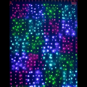 Светодиодный занавес 2*3 м Цветные клетки - 2, 600 разноцветных LED ламп, прозрачный СИЛИКОН+ПВХ, соединяемый, IP54 Rich Led фото 1