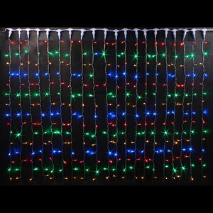 Светодиодный занавес 2*9 м, 1800 разноцветных LED ламп, прозрачный СИЛИКОН+ПВХ, соединяемый, IP54 Rich Led фото 1