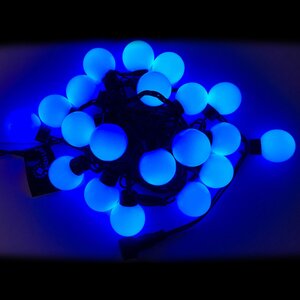 Светодиодная гирлянда Большие Шарики 40 мм 20 синих LED ламп 5 м, черный ПВХ, соединяемая, IP54 Rich Led фото 1
