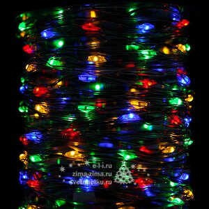 Светодиодная гирлянда на проволоке Роса 100 разноцветных MINILED ламп 10 м, серебряная проволока BEAUTY LED фото 1