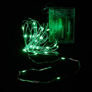 Светодиодная гирлянда Роса на батарейках 3АА, 30 зеленых MINILED ламп, 3 м, серебряная проволока BEAUTY LED фото 2