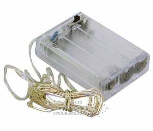 Светодиодная гирлянда Роса на батарейках 3АА, 30 теплых белых MINILED ламп, 3 м, серебряная проволока BEAUTY LED фото 3