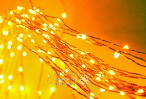 Светодиодная гирлянда на проволоке Роса 100 желтых MINILED ламп 10 м, серебряная проволока BEAUTY LED фото 2