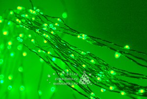 Светодиодная гирлянда на проволоке Роса 100 зеленых MINILED ламп 10 м, серебряная проволока BEAUTY LED фото 2