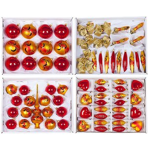 Набор стеклянных елочных игрушек Подарочный-1 красный, 86 игрушек Фабрика Елочка фото 1