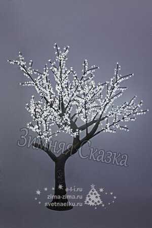 Светодиодное дерево "Сакура с листьями" с "натуральным" стволом, 300 см, уличное, 2688 LED, белые цветы с зелеными листьями BEAUTY LED фото 1