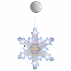 Светящееся украшение на присоске Снежинка 25 см, 12 холодных белых LED ламп на батарейке Snowhouse фото 3