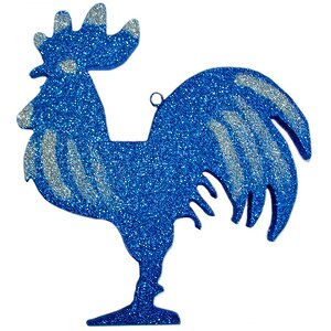 Игрушка для уличной елки Петух с блестками 60 см синий, пеноплекс МанузинЪ фото 1