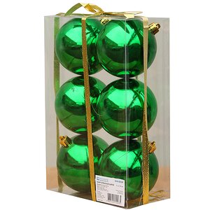 Набор пластиковых глянцевых шаров 6 см зеленый, 6 шт, Snowhouse Snowhouse фото 1