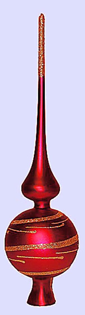 Верхушка Янтарь 28 см красная, стекло Фабрика Елочка фото 1