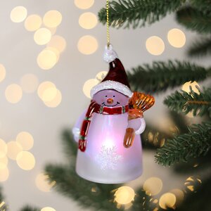 Светящаяся елочная игрушка Снеговик 10 см, на батарейке, RGB, подвеска Snowhouse фото 1