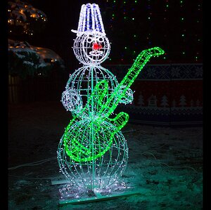 Светящийся Снеговик с гитарой уличный 210 см GREEN TREES фото 1