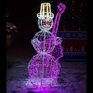 Светящийся Снеговик с виолончелью уличный 210 см GREEN TREES фото 1
