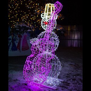 Светящийся Снеговик с виолончелью уличный 210 см GREEN TREES фото 3