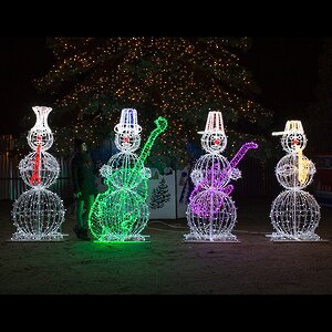 Светящиеся Снеговики-музыканты уличные 210 см, 4 шт GREEN TREES фото 1