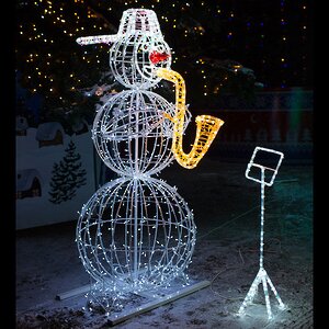 Светящийся Снеговик с саксофоном уличный 210 см GREEN TREES фото 1