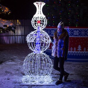 Светящийся Снеговик с трубой уличный 210 см GREEN TREES фото 2