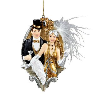 Елочное украшение Романтическая пара Танго - Дама в шляпке 12 см, подвеска Kurts Adler фото 1
